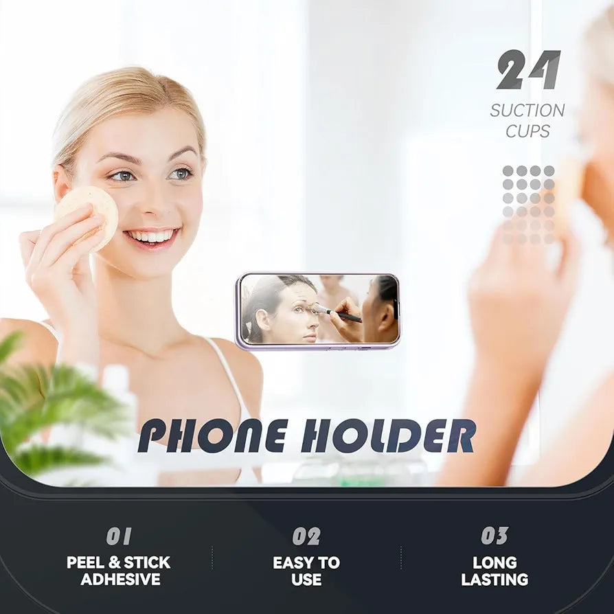 EDNITA Suction Phone Case, Phone Suction Sticker, Silicone Suction Phone Case for Hands-Free Mobile Accessory Holder Grip, Video Phone Accessory Compatible Mirror, Shower-Black 