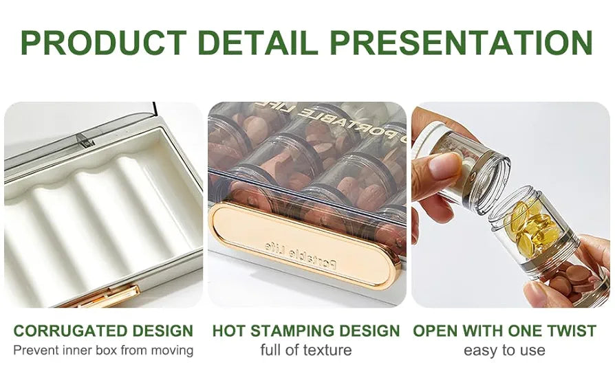 DMNYDM Pill Box 7 Days 21 Compartments, Weekly Pill Box Portable with Large Separate Compartments for Medicines, Vitamins, Fish Oil, Dietary Supplements etc. 