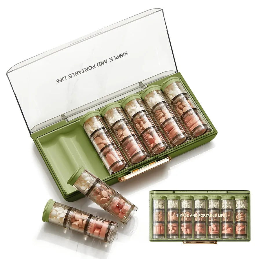 DMNYDM Pill Box 7 Days 21 Compartments, Weekly Pill Box Portable with Large Separate Compartments for Medicines, Vitamins, Fish Oil, Dietary Supplements etc. 