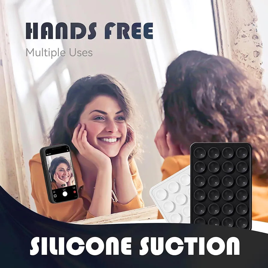 EDNITA Suction Phone Case, Phone Suction Sticker, Silicone Suction Phone Case for Hands-Free Mobile Accessory Holder Grip, Video Phone Accessory Compatible Mirror, Shower-Black 