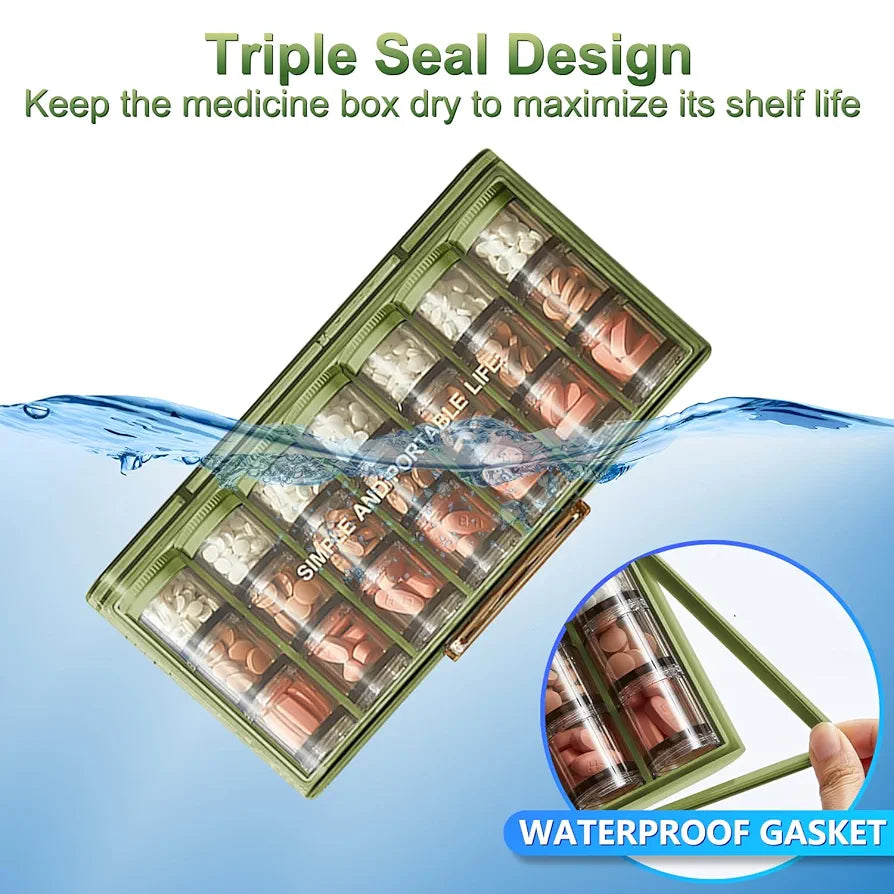 DMNYDM Pill Box 7 Days 21 Compartments, Weekly Pill Box Portable with Large Separate Compartments for Medicines, Vitamins, Fish Oil, Dietary Supplements etc. 