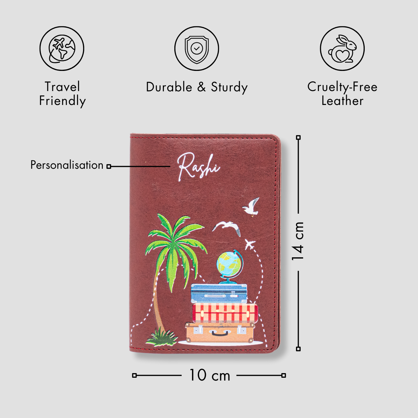 PERSONALISED PRINTED PASSPORT COVER - TROPICAL VIBES - MAROON